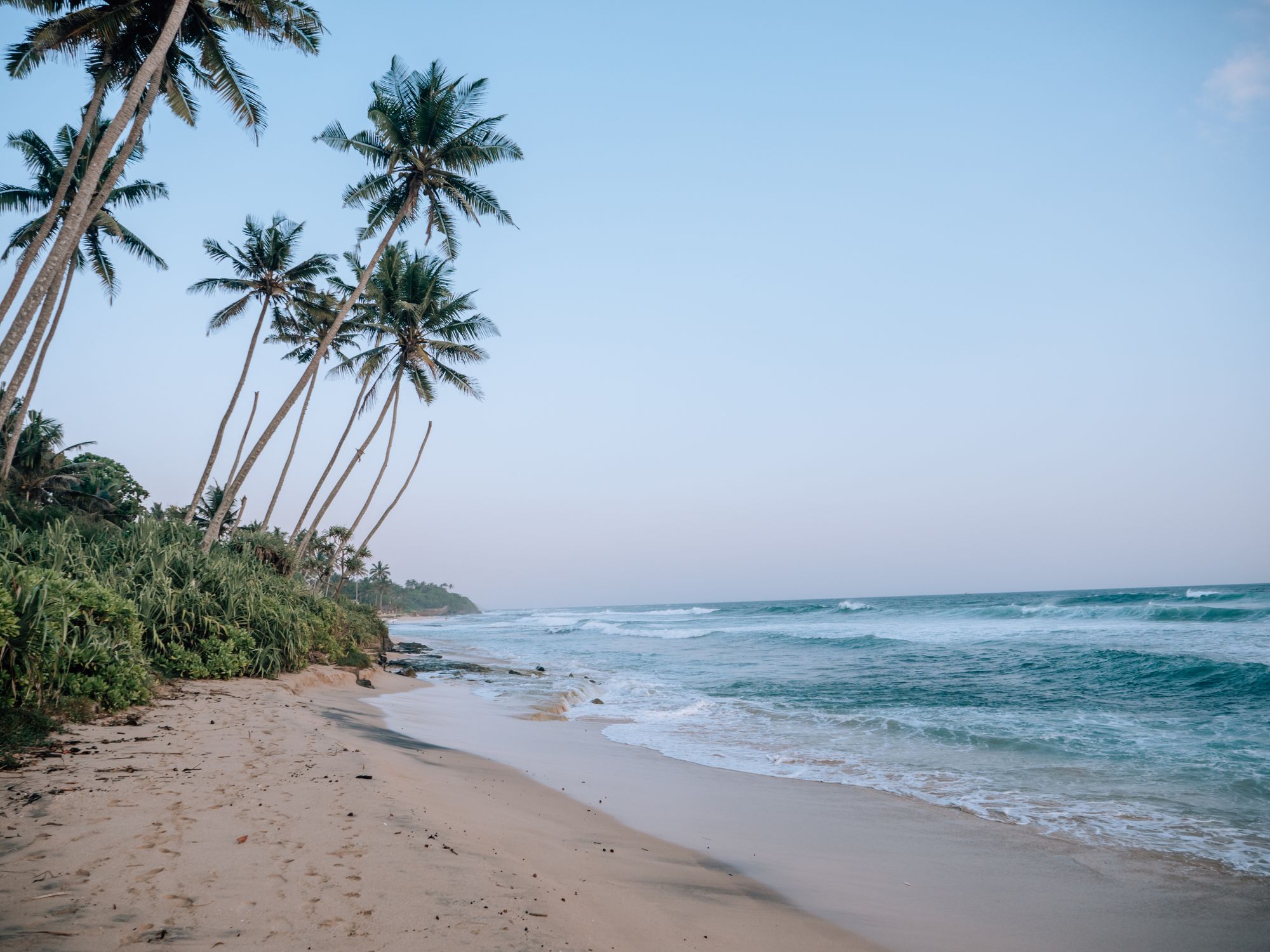 The beach in Weligama, one of Sri Lanka's most famous surf spots