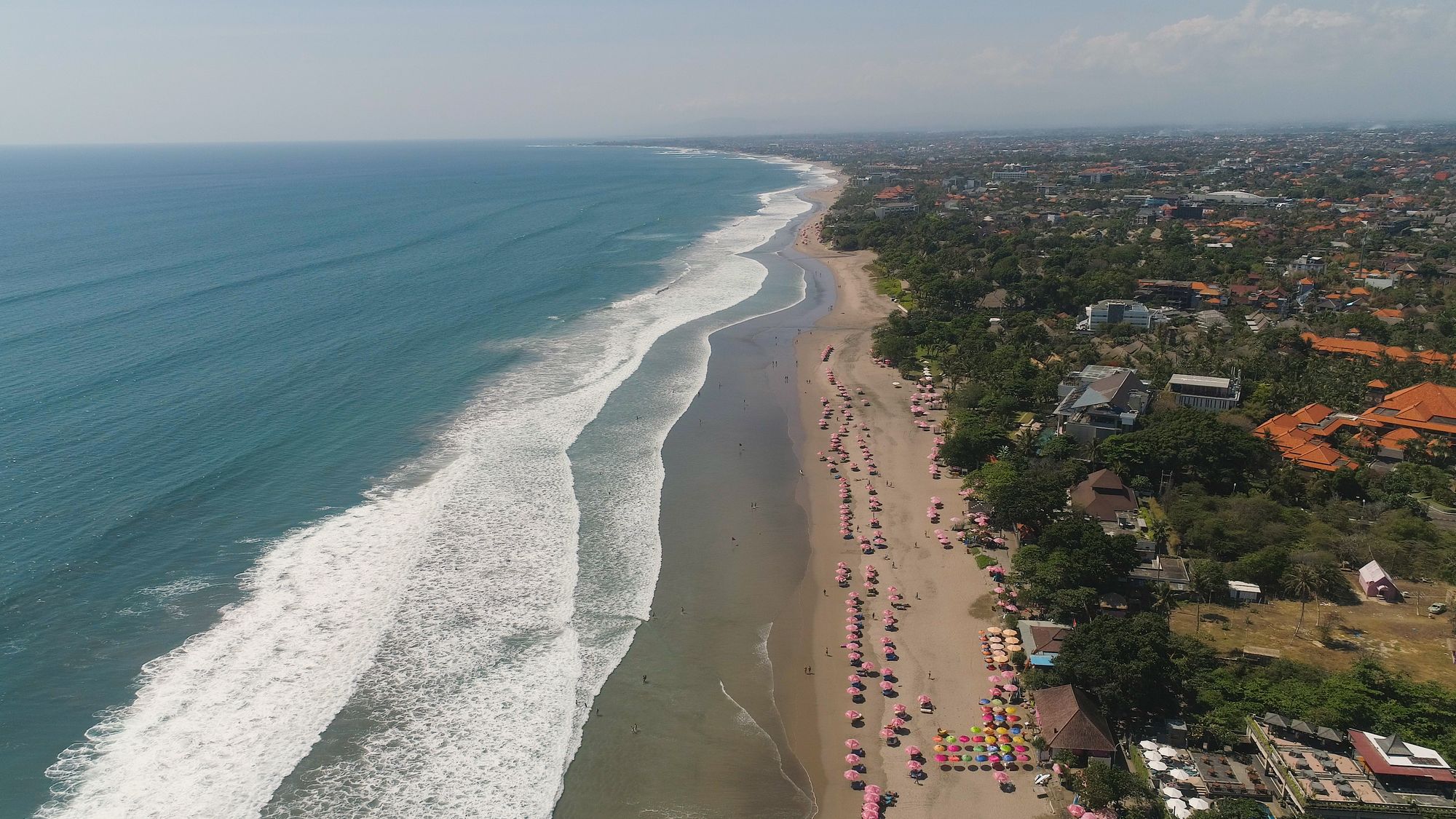 aerial view of kuta beach, bali, indonesia