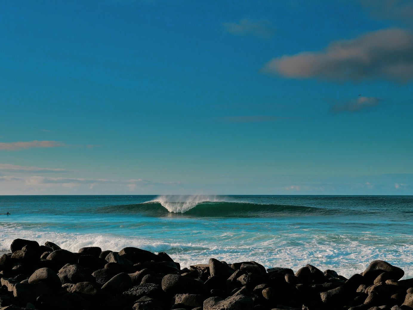 One of many perfect waves for surfers in the Galapagos Islands